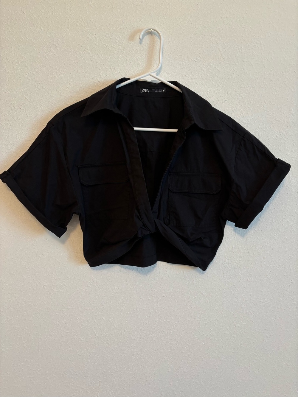Zara Black Twisted Front Crop Top Small